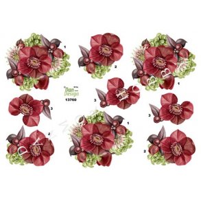 3D ark - Blomster, bordeaux farvede 