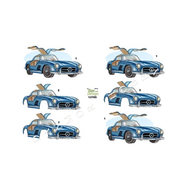 3D ark - Biler, Mercedes sportsvogn, bl