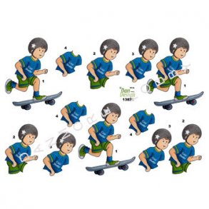 3D ark - B�rnemotiv, dreng p� skateboard