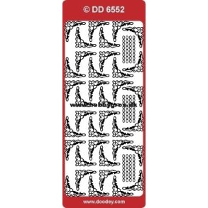 Stickers - Hjrne m/lille blomst og hjerte, hvid