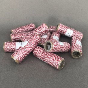 Bomuldssnor, hvid/rd, diameter 1mm, 10m
