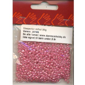 Glasperler, Rocailles 2,5mm, ca. 20g, mrk rosa m/perlemorskr