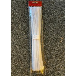 Chenille/piberenser, 6mm 30cm, hvid