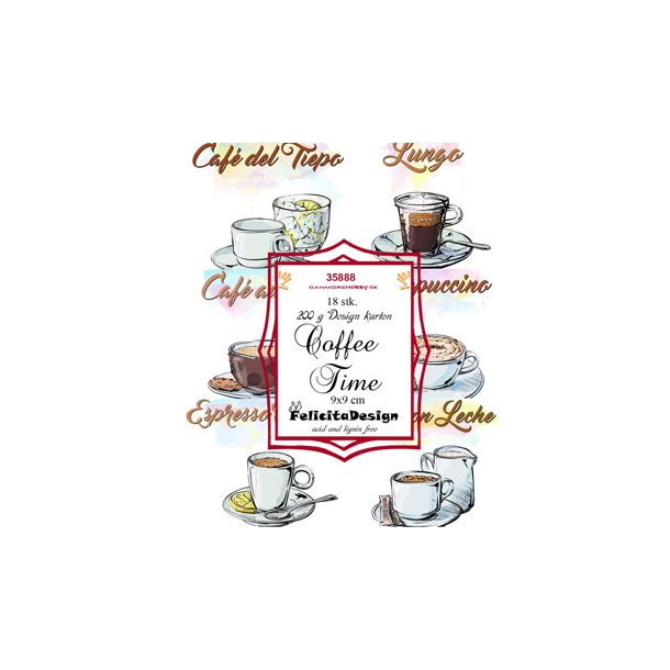 Felicita Toppers, "Coffee Time" 18 ark, 6 designs, 9x9cm