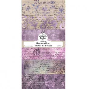 Papirblok i slimcard strrelse 10x21cm, 6 design, 18 ark, 