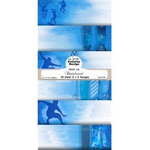 Papirblok i slimcard strrelse 10x21cm, 6 design, 18 ark, 