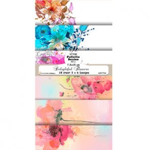 Papirblok i mini-slimcard strrelse 7,5x15cm, 6 design, 18 ark, 