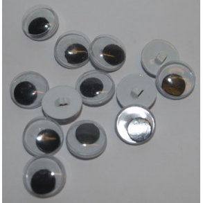 Rullejne til psyning, runde, hvid m/stor sort pupil, 10mm, 10 par