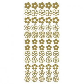 Stickers - Pynt, forskellige blomsterhoveder i flere st�rrelser, guld