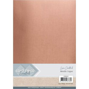 Card Deco - Linen Karton A4, Metalkarton, 250g, kobber-farvet, 6 ark