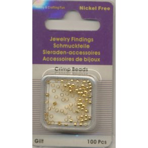 Wireklemmer, rund 2mm, guldfarvede, 100 stk.