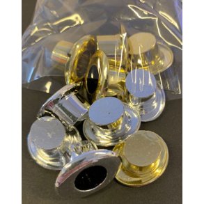 Hatte i s�lv- og guldfarvet plast, ca. 20x13mm, 10 stk.