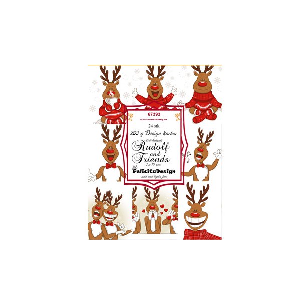 Felicita Toppers, "Rudolf and Friends" 24 ark, 8 designs, 7x10cm