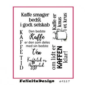 Acrylstempel, Kaffe tekster, 6 stk
