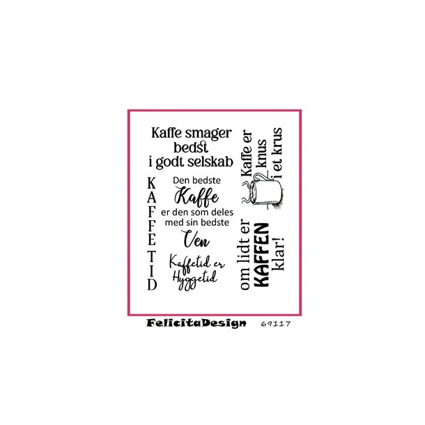 Acrylstempel, Kaffe tekster, 6 stk