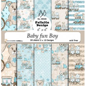 Papirblok fra Felicita Design, Baby motiver i lysebl, 15x15cm, 30 ark