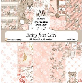 Papirblok fra Felicita Design, Baby motiver i ferskenfarver, 15x15cm, 30 ark