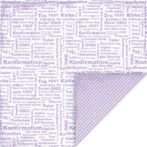 Scrappapir ca. 30x30cm, konfirmations-tekster & diagonale streger, 2-sidet, 200g