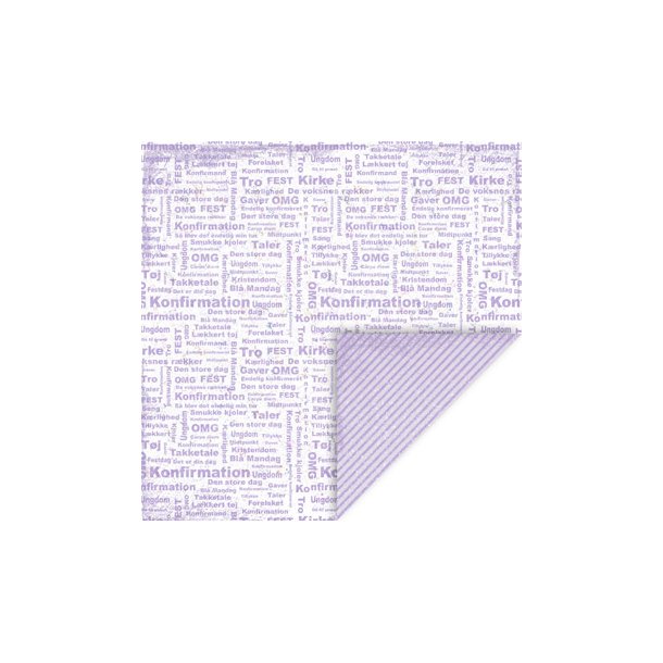 Scrappapir ca. 30x30cm, konfirmations-tekster &amp; diagonale streger, 2-sidet, 200g