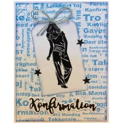 Scrappapir ca. 30x30cm, konfirmations-tekster &amp; diagonale streger, 2-sidet, 200g