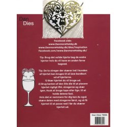 Die/skre stencil, Hjerter, kan anvendes som bordkort, ca. 80x70 mm, 5 dies.