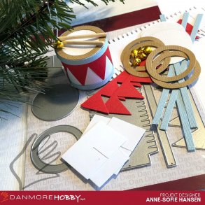 Die/sk�re stencil, Tromme - juletromme, Dan dies 7863, ca. �45x35 mm, 6 dies.