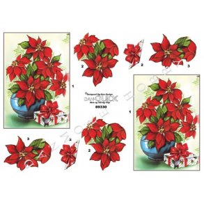 3D ark - Julestjerne i bl� potte 