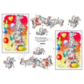 3D klippeark - Brnemotiv, Cirkuselefanter, fest og fdselsdag