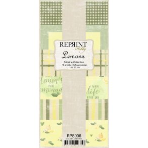 Papirblok i slimcard strrelse 10x21cm, 6 design, 18 ark, Reprint 