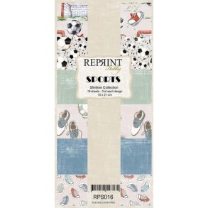 Papirblok i slimcard strrelse 10x21cm, 6 design, 18 ark, Reprint 