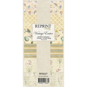 Papirblok i slimcard strrelse 10x21cm, 6 design, 18 ark, Reprint 