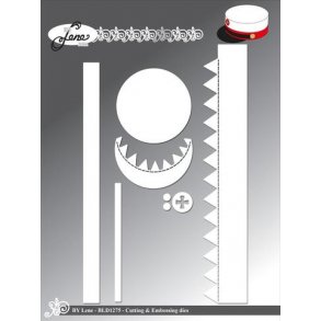 Dies/skre stencil, By Lene's foldet studenterhue, ca. 5x2cm, BLD1275