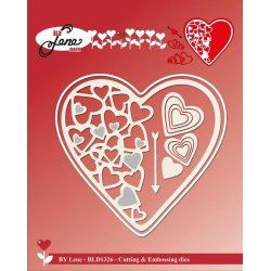 Dies/skre stencil, By Lene's hjerter, max ml ca. 9,5x9cm, 6 dies, BLD1326