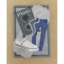 Dies/skre stencil, By Lene's Jeans, ca. 4x9,5cm, 3 dies, BLD1332