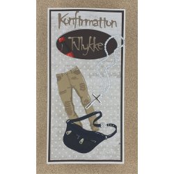 Dies/skre stencil, By Lene's Jeans, ca. 4x9,5cm, 3 dies, BLD1332