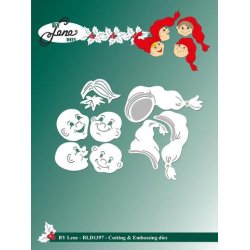 Dies/skre stencil, By Lene's 4 Nisse hoveder, BLD1397