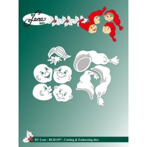 Dies/skre stencil, By Lene's 4 Nisse hoveder, BLD1397