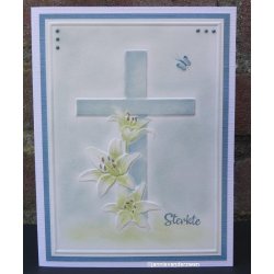 Embossing folder, kors og liljer, ca. 10,6x14,5cm