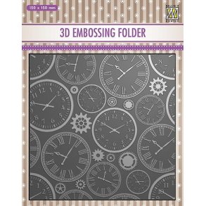 Embossing folder, urskiver og tandhjul, ca. 14,5x14,5cm