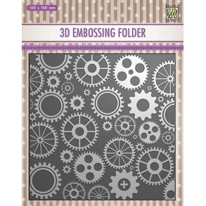 Embossing folder, tandhjul, ca. 14,5x14,5cm