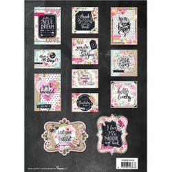 3D blok - udstanset, til 12 frdige kort, "Hand lettering" motiver