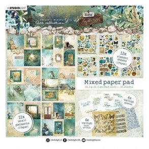 Papirblok, ca. 20x20 cm, 36 ark smukke baggrunde i temaet 