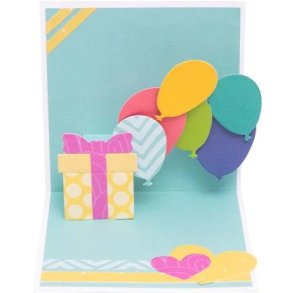 Die/skre stencil til pop-op kort med hjerter & balloner