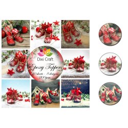Dixi Craft Epoxy Toppers, Sm julemotiver m/rde stvler
