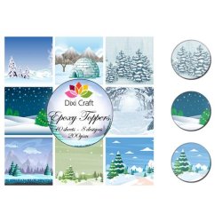 Dixi Craft Epoxy Toppers, Sm jule- og vintermotiver m/grantrer