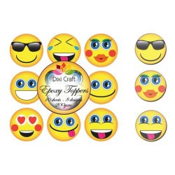 Dixi Craft Epoxy Toppers, Emojies/Smily'er 