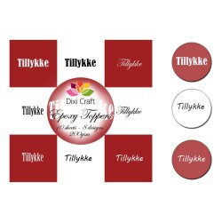 Dixi Craft Epoxy Toppers, Tekster "Tillykke" 
