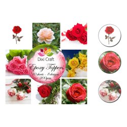 Dixi Craft Epoxy Toppers, smukke motiver med roser