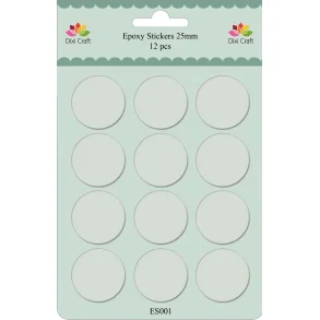 Epoxy Stickers m/en smule glitter, runde transparente �25mm, 12stk