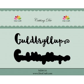 Dies/skre stencil,  ''Guldbryllup'' m/baggrund, ca. 10,3x2,5 cm, 2 dies